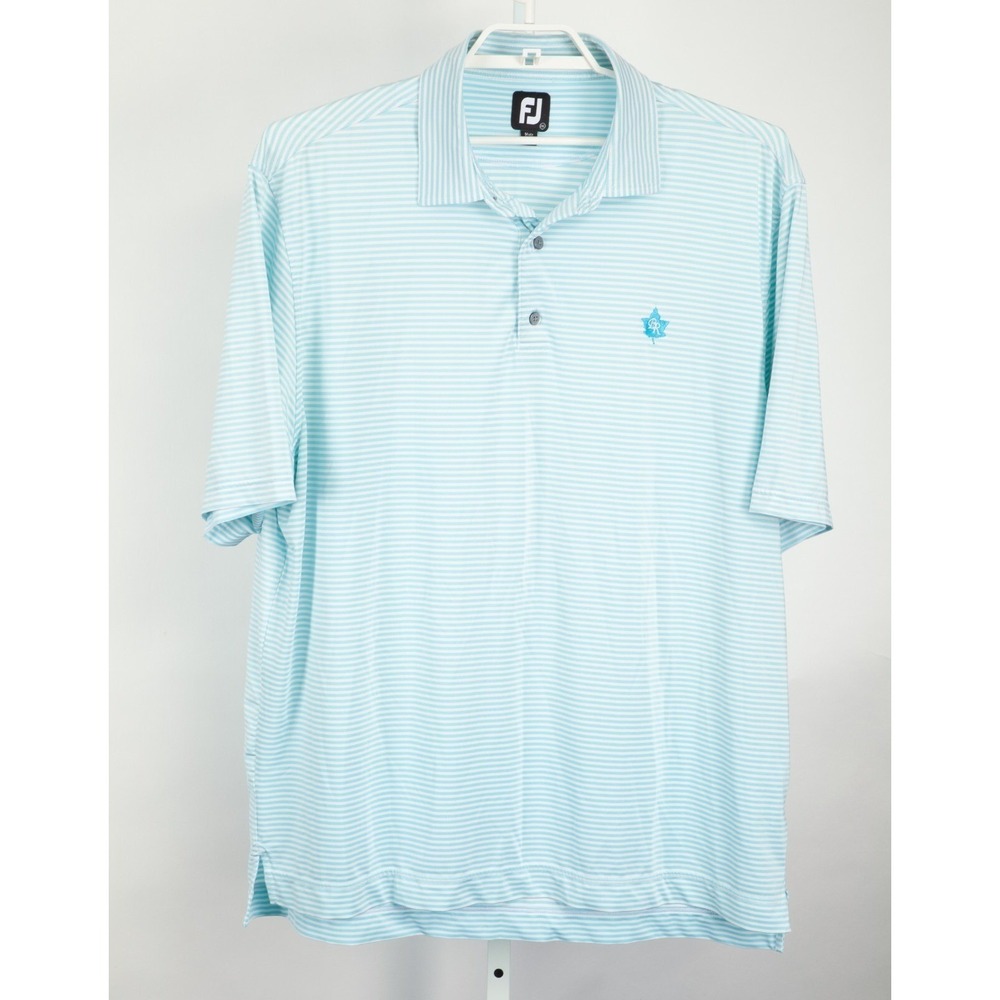 FootJoy Polo Shirt Men 2XL Light Blue Stripe ProDry Performance Basking Ridge CC